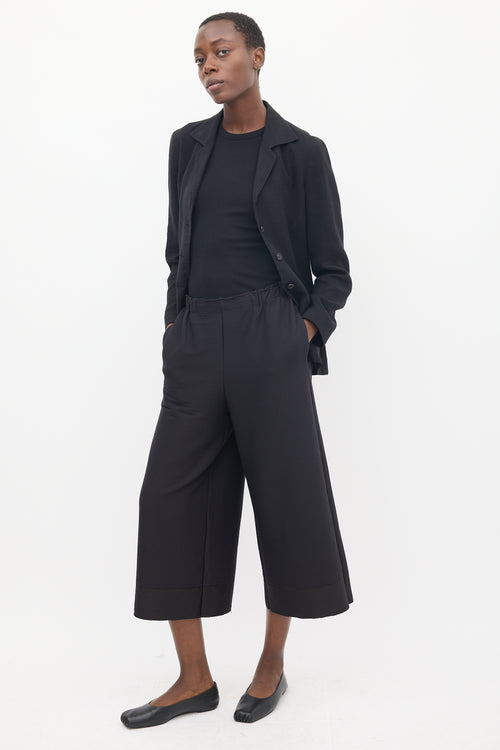 Issey Miyake Black Ribbed Wide Leg Pant