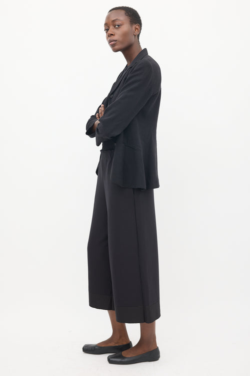 Issey Miyake Black Ribbed Wide Leg Pant