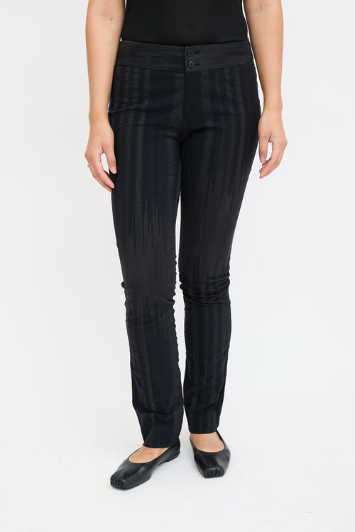 Issey Miyake Black Textured Straight Leg Trouser