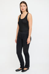 Issey Miyake Black Textured Straight Leg Trouser