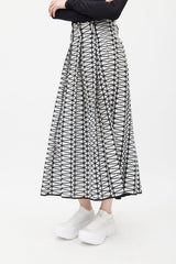 Issey Miyake Black & White Geometric Skirt