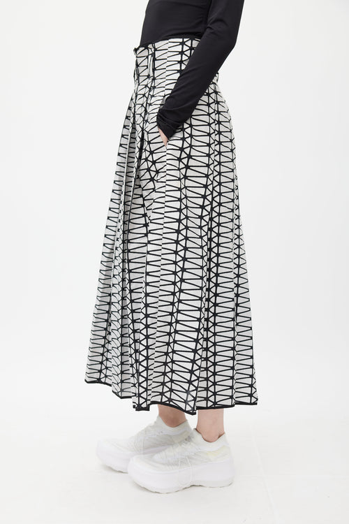 Issey Miyake Black & White Geometric Skirt