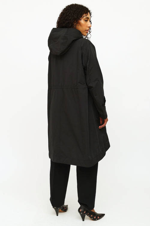 Issey Miyake Black Hooded Button Up Coat
