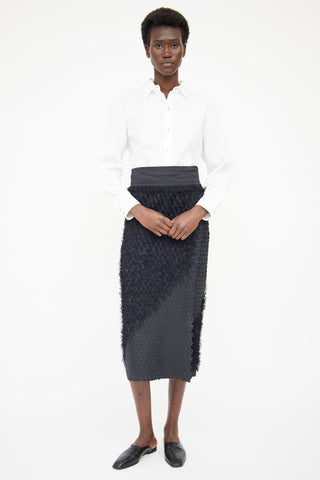 Issey Miyake Black Pleat Fringe Wrap Skirt