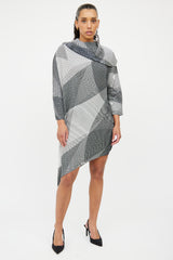 Issey Miyake Black & White Pleated Dress