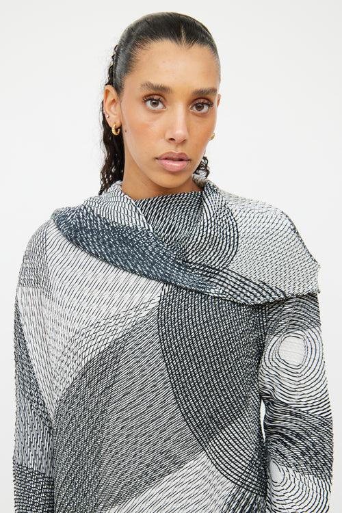 Issey Miyake Black & White Pleated Dress