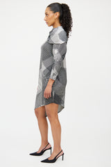 Issey Miyake Black & White Pleated Dress