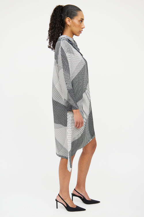 Issey Miyake Black & White Pleated Dress