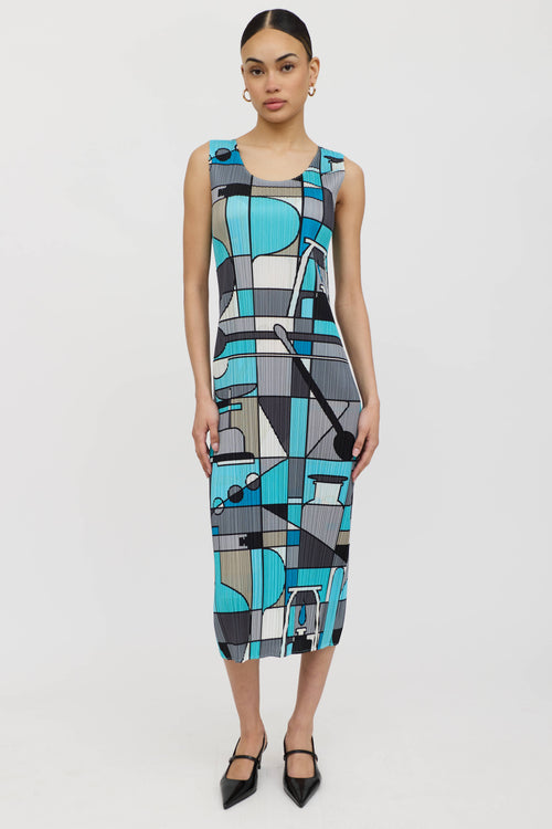 Pleats Please Issey Miyake Geometric Pleated Dress