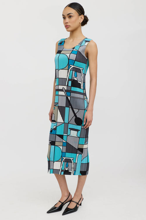 Pleats Please Issey Miyake Geometric Pleated Dress