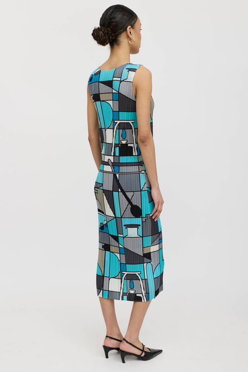 Pleats Please Issey Miyake Geometric Pleated Dress
