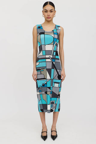 Pleats Please Issey Miyake Geometric Pleated Dress