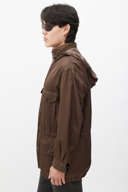 Issey Miyake Brown Hooded Cargo Jacket