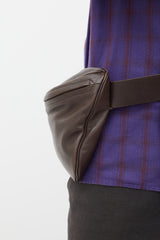 Issey Miyake Brown Leather Asymmetrical Belt Bag