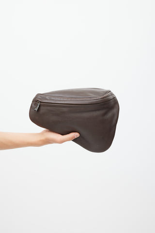 Issey Miyake Brown Leather Asymmetrical Belt Bag