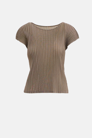 Pleats Please Issey Miyake Pleated Short Sleeve Top