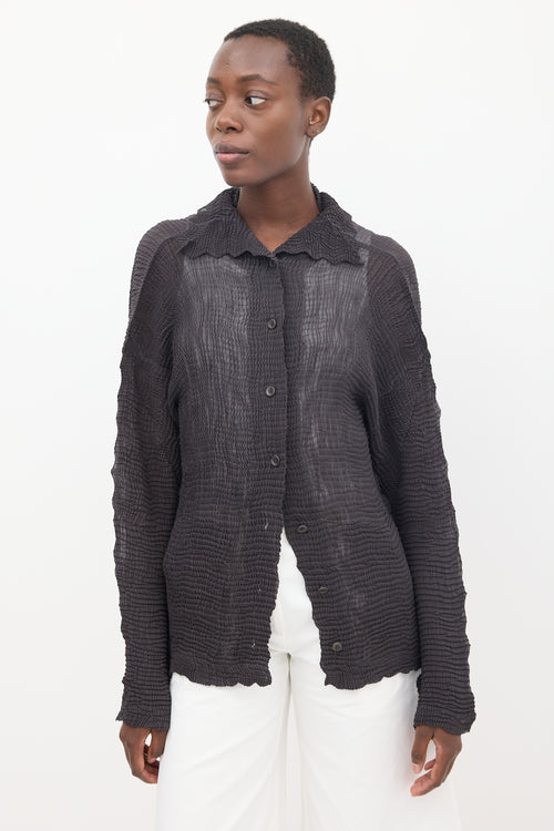 Issey Miyake Brown Wooly Pleats Shirt