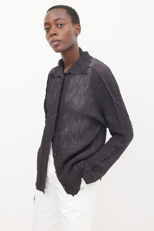 Issey Miyake Brown Wooly Pleats Shirt