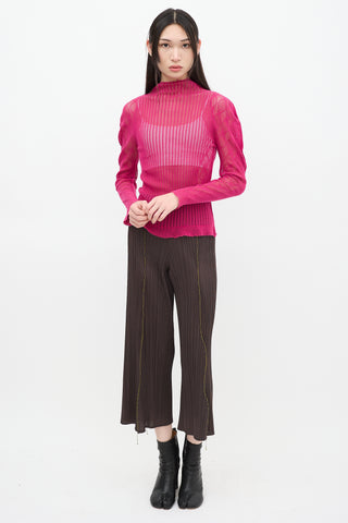 Issey Miyake Fete Pink Mesh Net Top