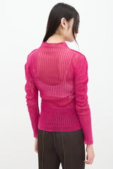 Issey Miyake Fete Pink Mesh Net Top