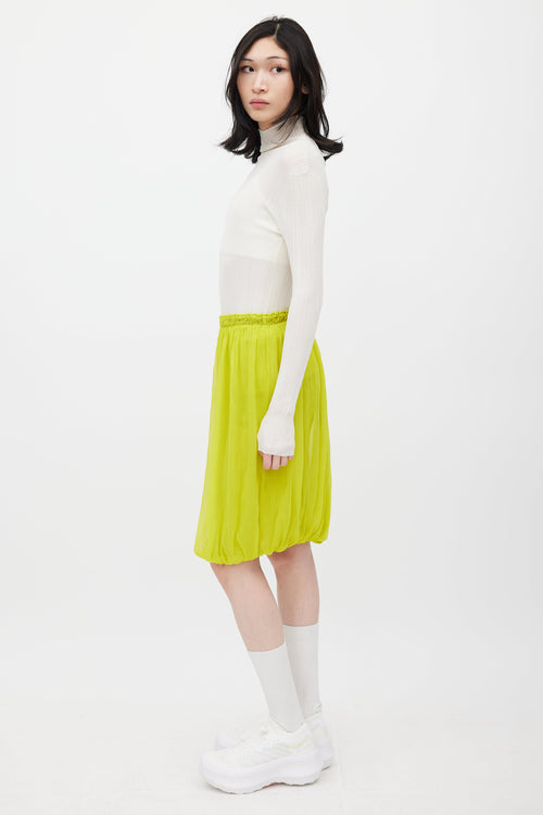 Issey Miyake Green Gathered Skirt