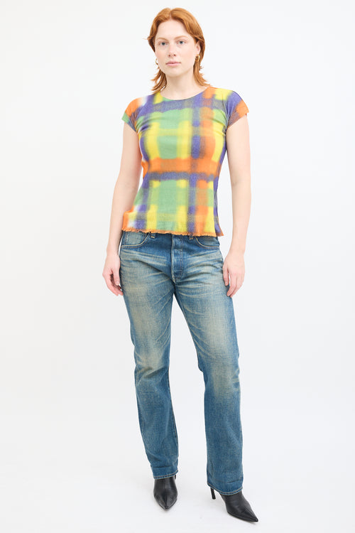 Issey Miyake Green & Multi Checkered T-Shirt