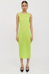 Pleats Please Issey Miyake Pleated Neon Maxi Dress