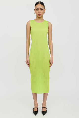 Pleats Please Issey Miyake Pleated Neon Maxi Dress