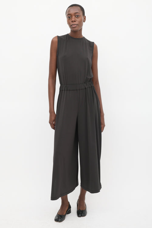 Issey Miyake Green Sleeveless Split Wide Leg Jumpsuit