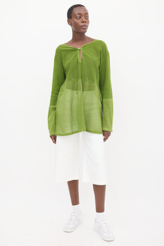 Issey Miyake Green Two Tone Mesh Tunic Top