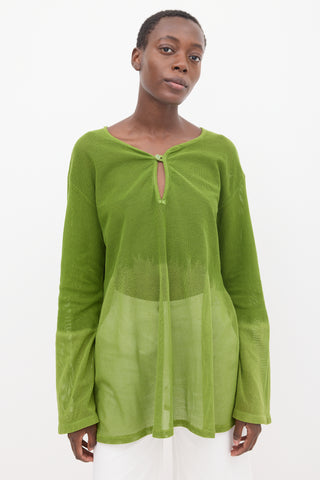 Issey Miyake Green Two Tone Mesh Tunic Top