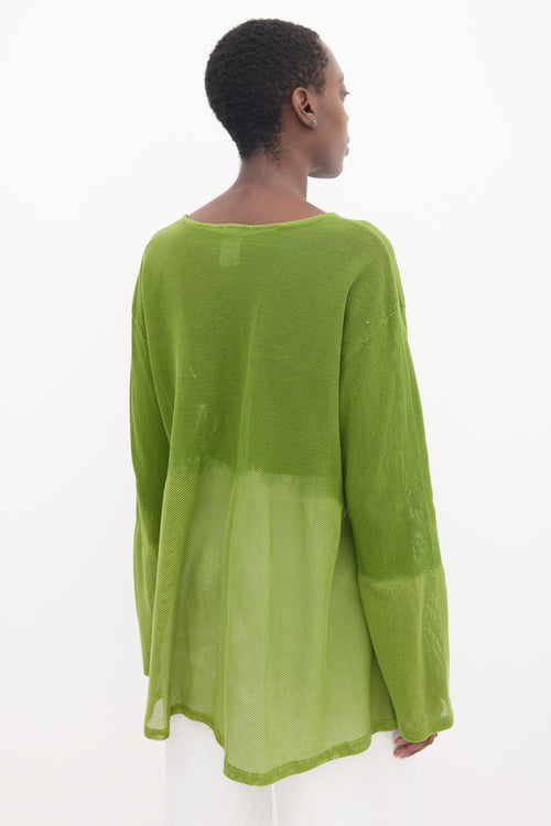 Issey Miyake Green Two Tone Mesh Tunic Top