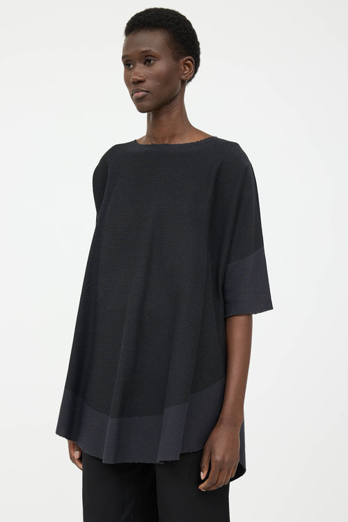 Issey Miyake Raw Hem Pleated Top