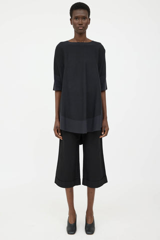 Issey Miyake Raw Hem Pleated Top