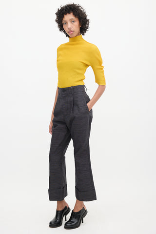 Issey Miyake Grey Metallic Pleated Trouser