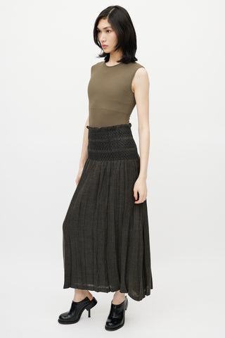 Issey Miyake Grey Pleated Midi Skirt