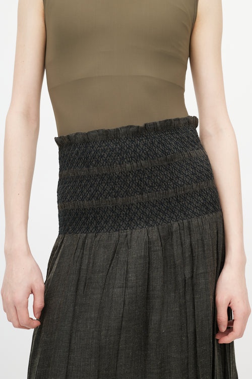Issey Miyake Grey Pleated Midi Skirt