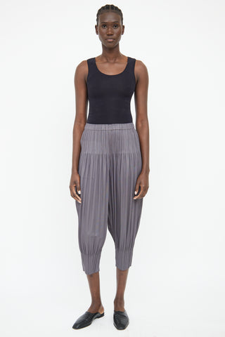 Pleats Please Issey Miyake Grey Pleated Cropped Pants