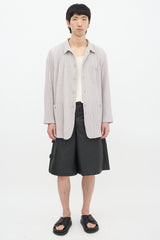 Issey Miyake Grey Pleated Three Pocket Padded Jacket