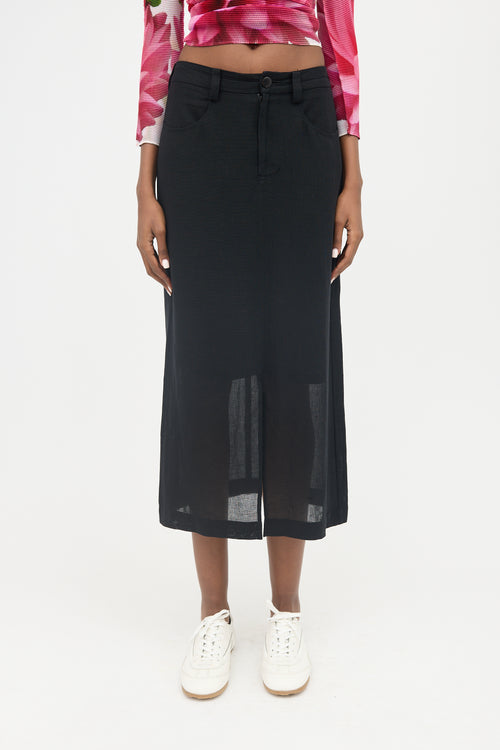 Issey Miyake Linen Midi Skirt