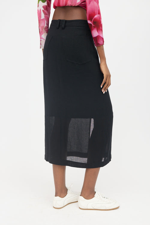 Issey Miyake Linen Midi Skirt