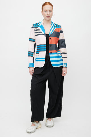 Issey Miyake Multicolour Colour Block Stripe Blazer
