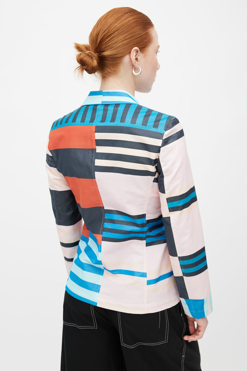 Issey Miyake Multicolour Colour Block Stripe Blazer