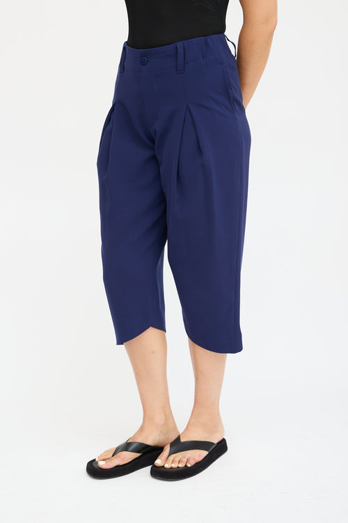 Issey Miyake Navy Pleated Cropped Trouser