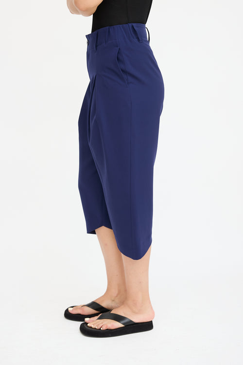 Issey Miyake Navy Pleated Cropped Trouser