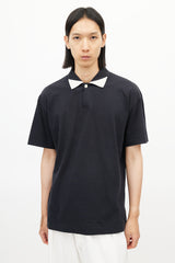 Issey Miyake Navy & White Polo Shirt