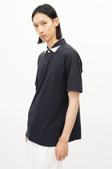 Issey Miyake Navy & White Polo Shirt