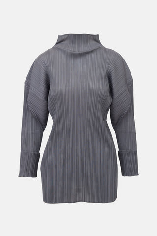 Issey Miyake Pleated Mock Neck Top