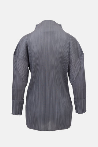 Issey Miyake Pleated Mock Neck Top