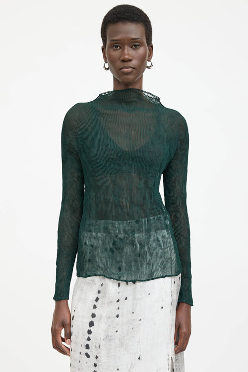 Issey Miyake Pleated Mock Neck Top
